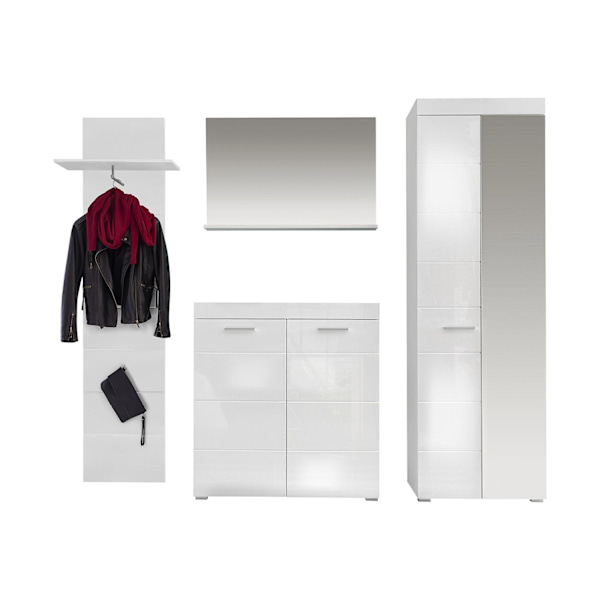 Rootz Wardrobe Cabinet - Stylish Closet Ensemble - White Gloss - Ample Storage - Modern Design - 233x195x38cm