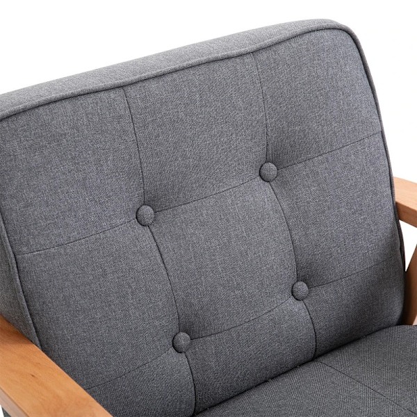 Rootz Armchair - Accent Chair - Single Sofa -lounge Chair - Upholstered Chair - With Armrests - Wooden Frame - Dark Gray - 64.5 x 70 x 74 cm