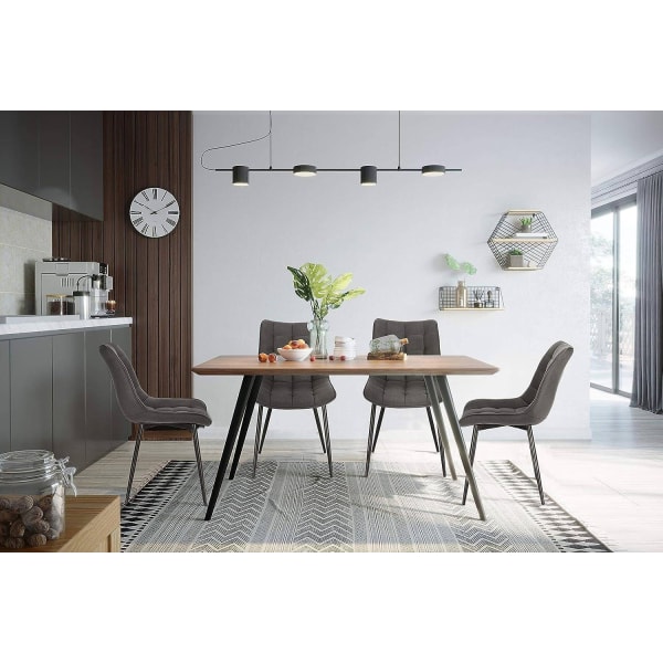 Rootz Set med 6 matstolar - Köksstolar - Moderna stolar - Bekvämt lädertyg - Slitstark metallram - Ergonomisk design - 46cm x 40,5cm x 85,5cm