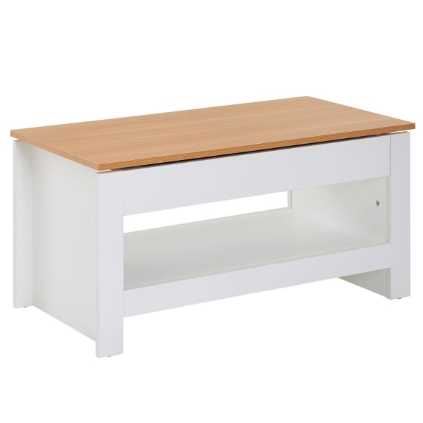 Rootz design sofabord 85 X 47 X 45 cm hvid - eg - Stuebord med opbevaringsplads - Sofabord med opbevaringsrum Moderne - Firkantet sofabord