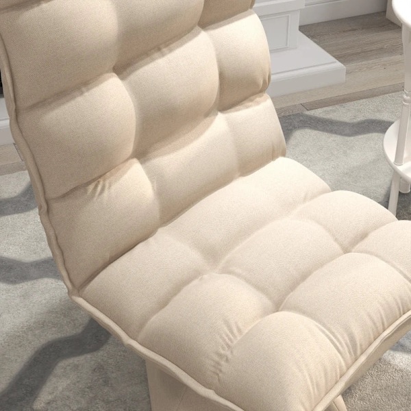 Rootz Hvilestol - Læsestol - Drejelig - Sædehynde - Gulvsofa - Linnedlook - Beige - 62 cm x 70 cm x 95 cm