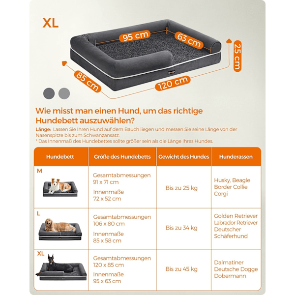 Rootz Ortopedisk Hundsäng - Husdjurssäng - Memory Foam Madrass - Upphöjd bolster - 120cm x 85cm x 25cm