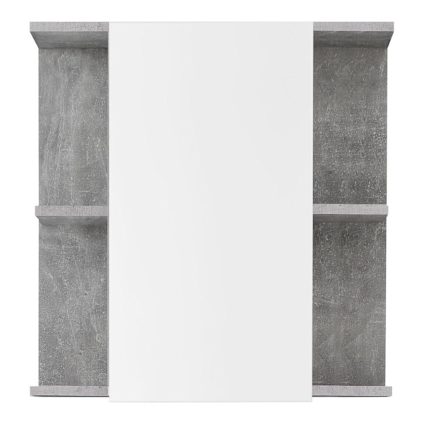 Rootz Mirror Cabinet - Reflective Storage - Wall Unit - Vanity Organizer - Bath Furniture - Reflection Case - Washroom Locker - Concrete Stone Melamin