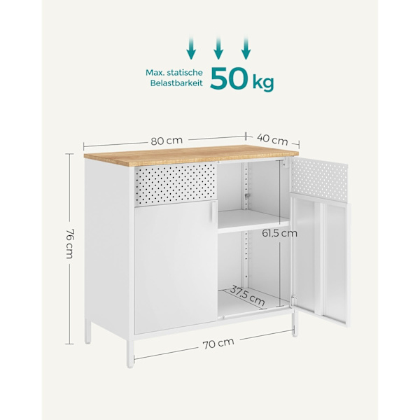 Rootz Opbevaringsskab - Hvidt Skab - Spånpladestål - Rummelig opbevaring - Robust konstruktion - Nem montering - 40cm x 80cm x 76cm