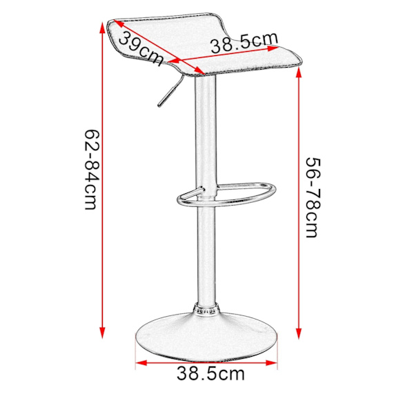 Rootz Barpall - Bistrosits - Bänkstol - Designer Hocker - Höjdjusterbar sits - Vridbar sadel - Moderna sittplatser - Svart