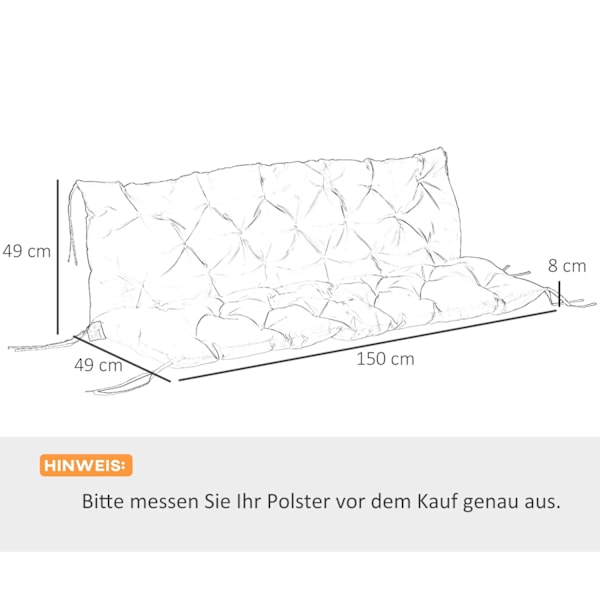 Rootz Garden Seat Bench Pushion - Bench Pushions - Skum sædepuder - Forbedrer komfort - 150L X 98W X 8D CM