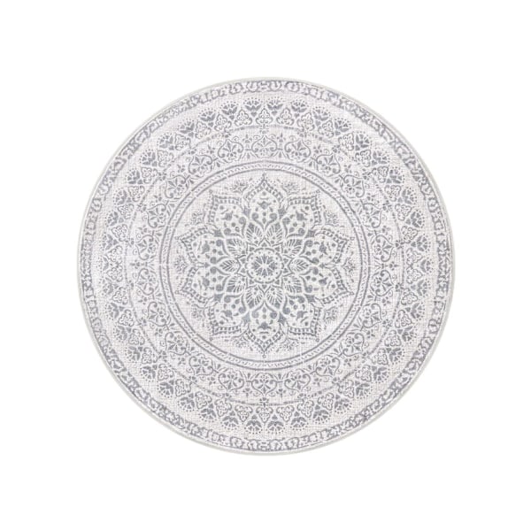 Rootz Dove Grey Boho Style Rundt tæppe - Cirkulært tæppe - Områdetæppe - Polyester/filt/TPR - 160 cm Diameter - Letvægts 2,8 kg