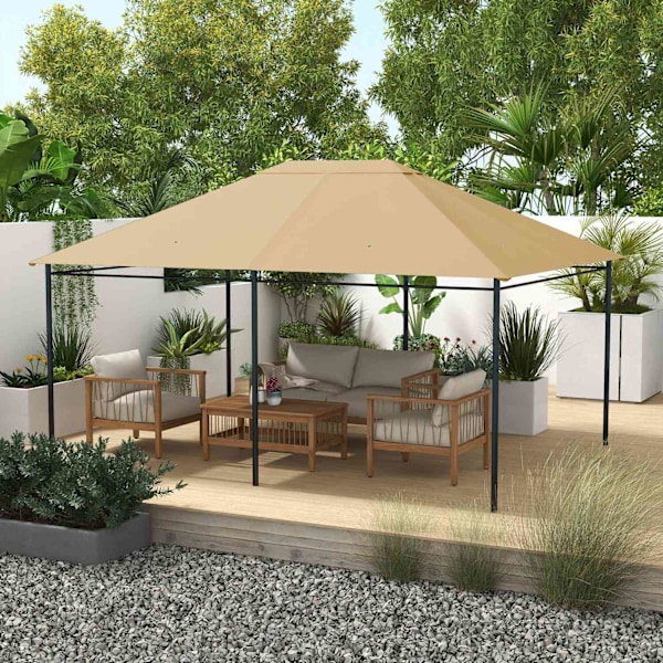 Rootz Pavilion Ersättningstak - Baldachin - Canopy Top - Weather Resistent & UV30+ - 397CM X 297CM - Khaki