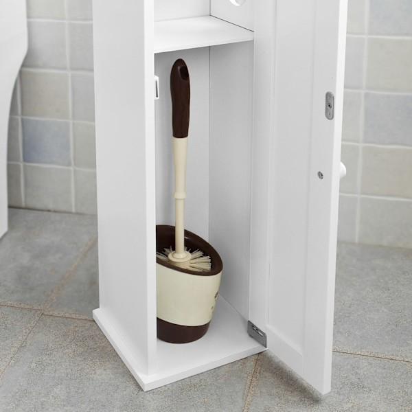 Rootz White -kylpyhuonekaappi - WC-paperipidike - Säilytysjärjestelmä - Tilaa säästävä muotoilu - Ilmankiertoominaisuus - Noin. L20 x S18 x K78 cm