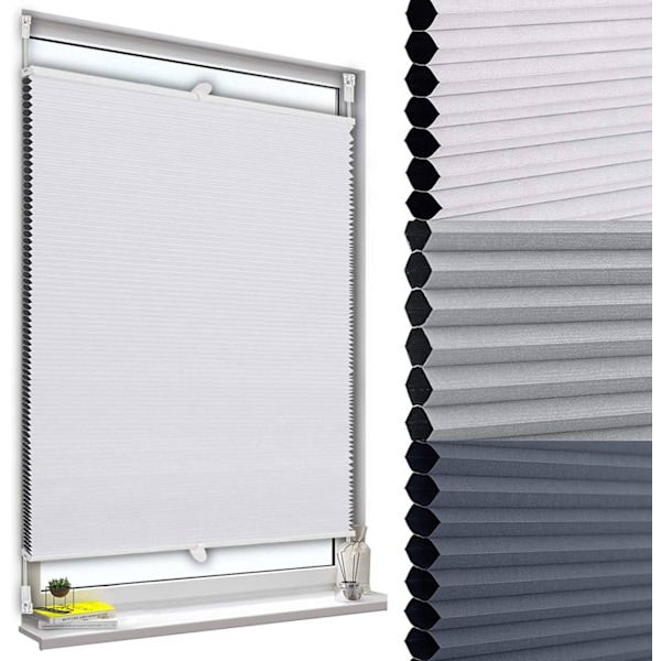 Rootz dubbelplisserad persienn - Honeycomb Shade - Brusreducering & mörkläggning - 45-120 cm x 120/130/220 cm - 100 % polyester - Vit