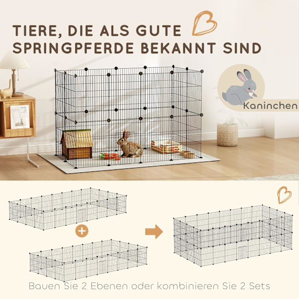 Rootz Small Animal Cage - Udendørs kabinet - Modulær konstruktion - Rummelig 0,72 m² område - Stål - 120 cm x 60 cm x 80 cm