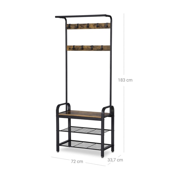 Rootz Vintage -vaatekaappi silitysraudoilla - Naulakko - Vaateteline - Vintage-huonekalut - Toimivuus - Kestävyys - Tyylikäs muotoilu - 72 cm x 183 cm