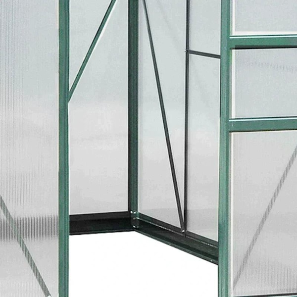Rootz Drivhus - Klart Polycarbonat Drivhus - Stort Walk-in Green House - Aluminiumslegering/PC-plade - Grøn/Transparent - 190L x 252W x 201H (cm)