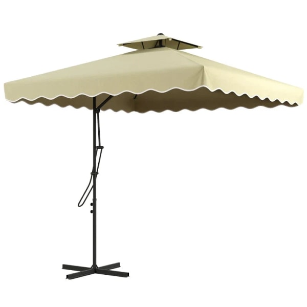 Rootz Parasols Paraply - Cantilever Paraply - Dekorativ kant - Ventilationskapell - Offset design - Paraplytak - Metall-polyester - Beige - 2,4x2,4x2,