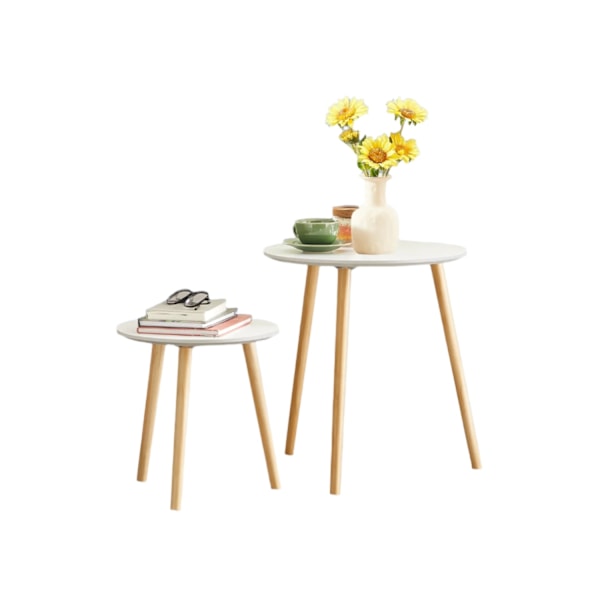 ROTZ SIDA TABLE SET - Round Sofa Table - Minimalistisk skandinavisk stil - Modern & elegant - Förenar skönhet och funktionalitet - Uppsättning av 2 ta