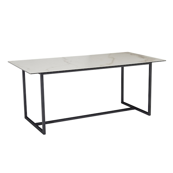 Rootz stort rektangulært spisebord - moderne marmorlook - Robuste metalben - Sæder til 8 personer - 180 cm x 90 cm x 76 cm