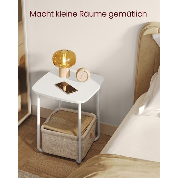 Rootz sidebord - endebord - natbord - spånplade stål polyester - 40 cm x 40 cm x 50 cm - mat hvid kamelbrun