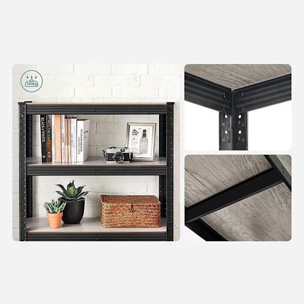 Rootz opbevaringsstativ - opbevaringshylder - kraftige reoler - 5 niveauer opbevaringsstativ - metalopbevaringshylder - sort - 150 x 75 x 30 cm