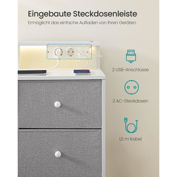 Rootz 9 Skuffekiste - Opbevaringsenhed - Kommode - LED -belysning - Rumbesparende - 33,5 x 114 x 84 cm