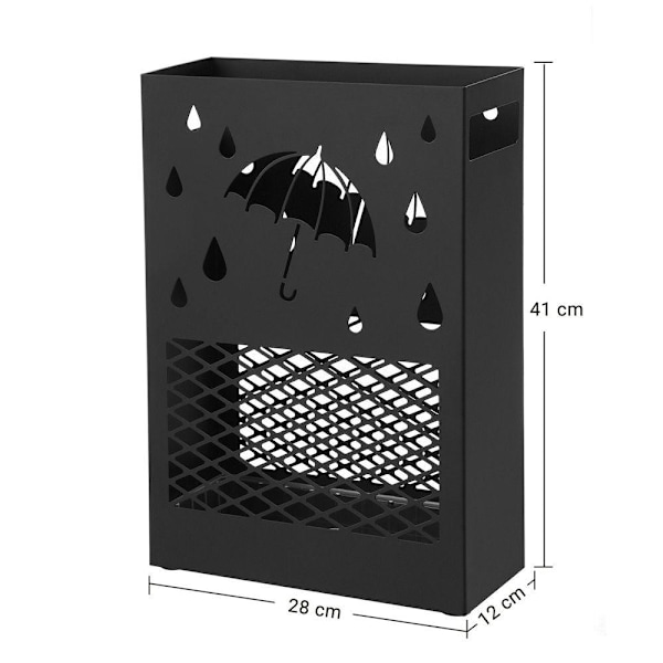 Rootz Paraply Stand - Metal Paraply Stand - Paraply Holder - Paraply Opbevaring - Stål - Sort - 28 x 12 x 41 cm