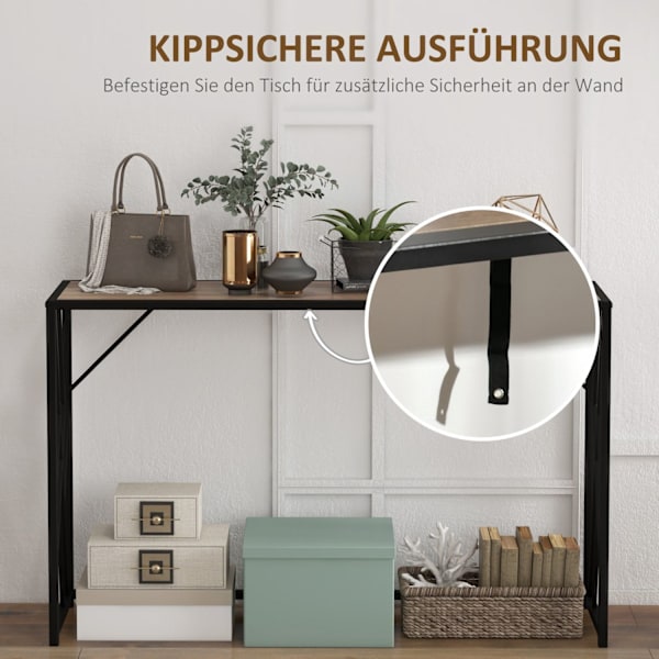 Rootz Console Table - Hallway Table - Industrial Design - Robust Metal Frame - 120 cm x 35 cm x 75 cm