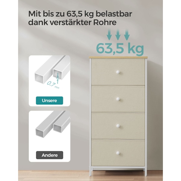 Rootz Opbevaringsskab - Garderobeskabe - Kommode - Spånpladestål - 30cm x 45cm x 91,7cm - Camel Yellow-Cream White