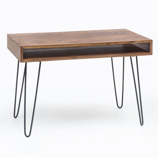 Rootz Skrivbord brunt 110 x 60 x 76 cm Solid Wood Laptopbord Sheesham Nature - Arbetsbord i lantlig stil med 1 förvaringsfack - Kontorsbord PC-bord