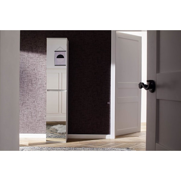 Rootz Mirror Wardrobe - Storage Closet - Reflective Cabinet - Mirror Cabinet - Shelving Unit - Storage Unit - Organizer - White Melamine - 37 x 191 x