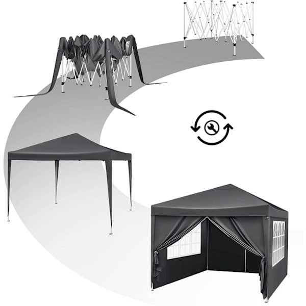 Rootz Premium Outdoor Gazebo - Event Pavilion - Trädgårdstak - Robust, vattentät, UV-skydd - Enkel installation - 3x3m - Metallram, 210D Oxford-tyg