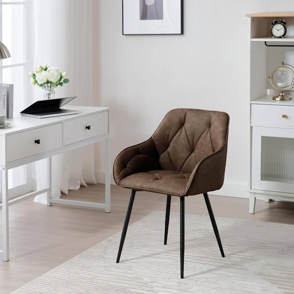 Rootz matstolsset med 6 - Vintage stolar i konstläder - Bekväma sittplatser - Robusta metallben - Ergonomisk design - 56 cm x 83,5 cm x 53 cm