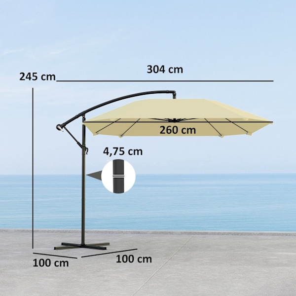 Rootz Traffic Lights Parasol - Patio -sateenvarjo - Ulkovarjo - Vedenpitävä kampi - 304 cm x 260 cm x 245 cm