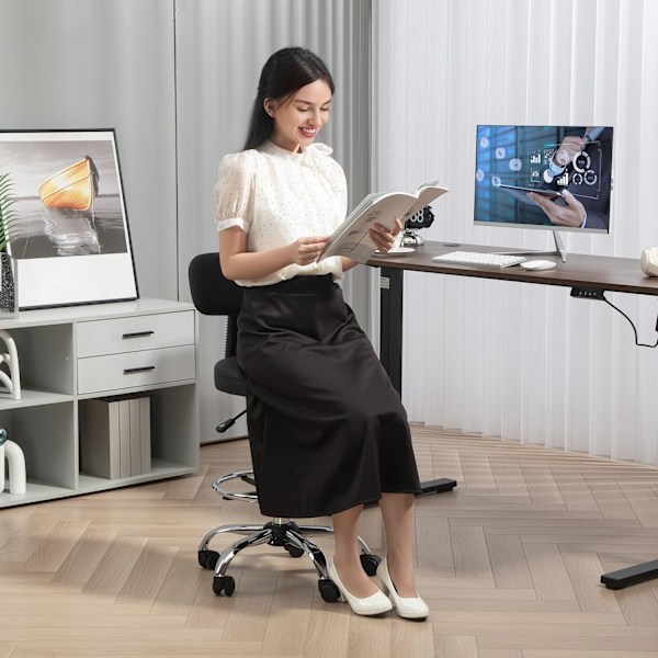 Rootz Ergonomic Office Chair - Compact Swivel Chair - Höjd justerbar stol - Vattentät läder - 52 cm x 52 cm x 78-92 cm