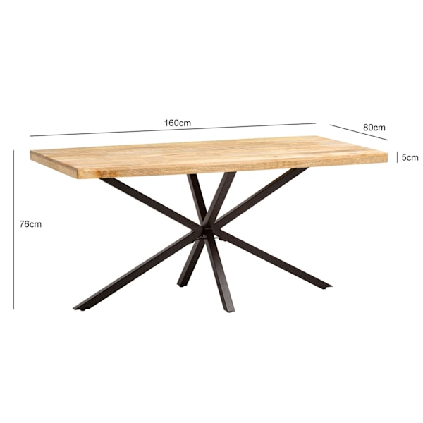 Rootz Massive spisebord - Industriel bord - Rektangulært bord - Håndlavet unikhed - 160 cm x 80 cm x 76 cm