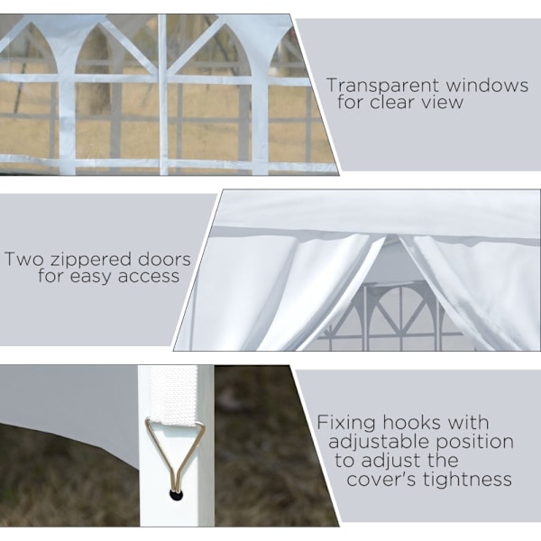 Rootz Pavilion öltält - Partytält - Event Shelter - Hög stabilitet - Snabbinstallation - Väderskydd - 2,95 m x 2,95 m x 2,58 m - Vit