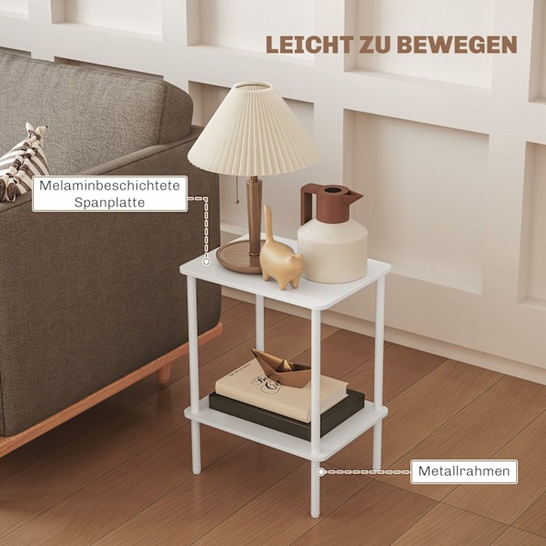Rootz 2 Tier Side Table - Accent Table - soffbord - Extra förvaring - 40 cm x 30 cm x 52,2 cm