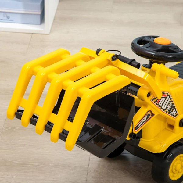 Rootz ride-on gravemaskine - Klo - Horn - Lydeffekter - Opbevaringsplads - Tipbeskyttelse - Børn 3-4 år - Polypropylen - Gul+Sort - 83L x 27W x 39H cm