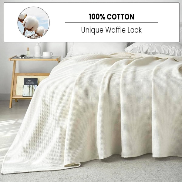 Rootz Waffle Piqué bomullsöverkast - Elegant sängöverdrag - Mångsidig filt - Bekväm och andas - Enkelt underhåll - Finns i flera storlekar 150x200 cm,