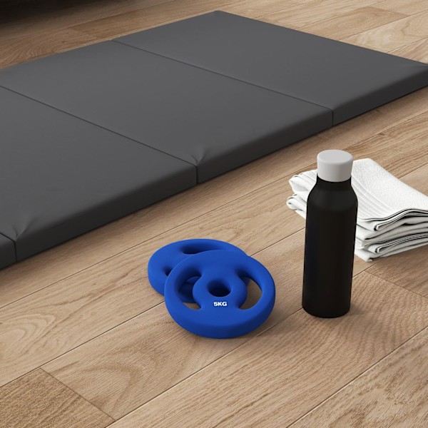 Rootz 2 x 5 kg Vægtplader - Vægtsæt - Home Gymplader - Holdbar plast - Ø20CM X 4CM - Ideel til styrketræning