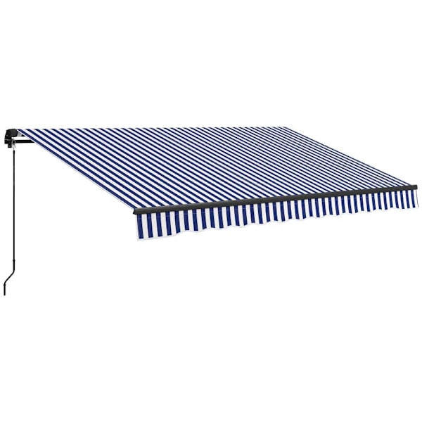 Rootz Aurinkomarkiisi - Seinäkiinnitys - Markiisin patio - Käsikampi - Säänkestävä - Alumiini-metalli - Sininen - Valkoinen - 350L x 290W cm