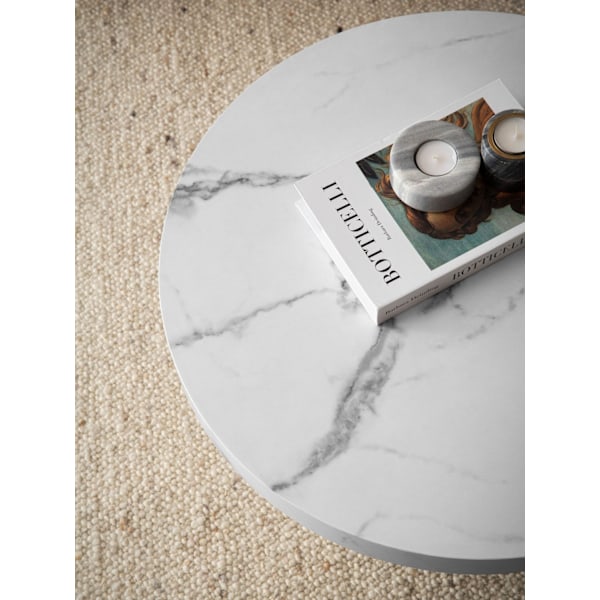 Rootz Modern Round soffbord - Samtida marmorutseende - Minimalistisk design - Anti -Slip Pads - 60 cm x 60 cm x 30 cm