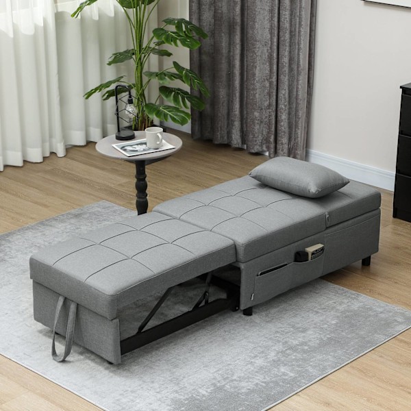 Rootz 3 -i -1 foldestol - gæsteseng - hvilestol - justerbar ryglæn - skumpolstring - 65,5L x 104W x 81H cm
