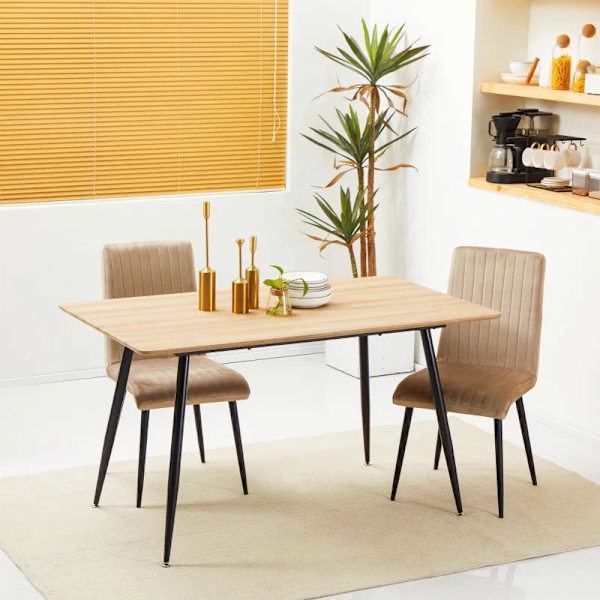 Rootz Scandi Design Matbord - Köksbord - För 4 personer - Trälook - Natur + Svart - 140 cm x 80 cm x 76 cm