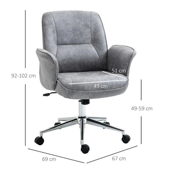 Rootz Kontorstol - Skrivebordsstol - Drejestol - Ergonomisk arbejdsstol - Lysegrå - 67 x 69 x 92-102 cm