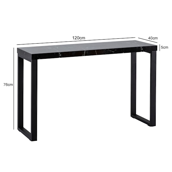 Rootz Chic -konsolipöytä - Moderni kirjoituspöytä - Työpöytä - Tukevat metallijalat - Tyylikäs marmorilook - 120cm x 40cm x 76cm