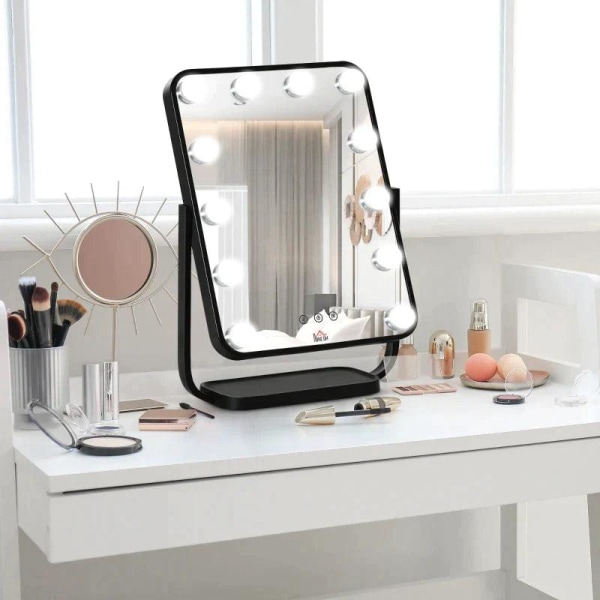 Rootz Makeup Spejl - Hollywood Makeup Spejl - Med 12 LED lys - M