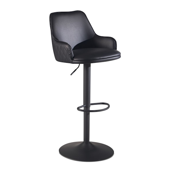 Rootz Modern Design Barpall - Bänkpall - Svängbar pall - Diamantquiltning - 45cm x 86-106cm x 45cm - Svart - 360° rotation - Metallbas - Fotstöd - 100