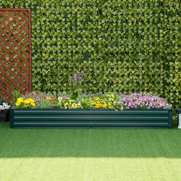 Rootz Metal Upphöjd trädgårdssäng - Planteringslåda - Utomhusplanterier - Växande blommor - Örter - Enkel montering - Grön - 95L x 90,5W x 29,8H cm