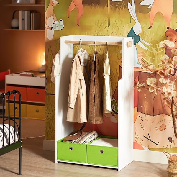 Rootzin lasten vaatekaappi - Kids Closet - Varastokalusteet - Turvalliset pyöristetyt kulmat - 60x110x35cm