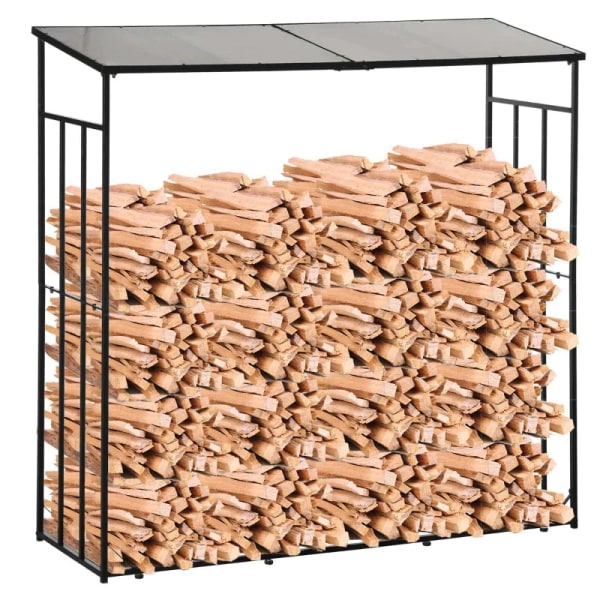 Rootz Vedställ - Polykarbonattak - Metallram - Utomhusbruk - Svart+Brun - 185x67x185cm