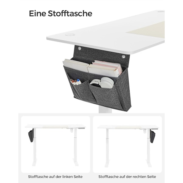 Rootz Elektrisk ståbord - Hvidt ståbord - Skrivebord med højdejusterbar - Skrivebord i spånpladestål - 60 cm x 120 cm x (72-120) cm - Max belastning 8
